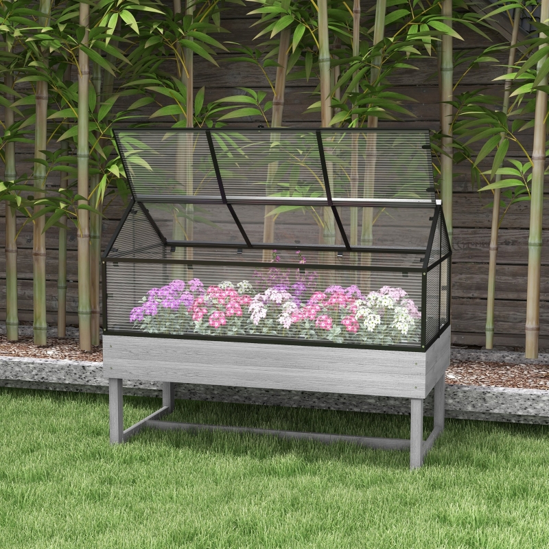 Best 60 x 120cm Raised Garden Bed with Wooden Base - Grey - Image 10