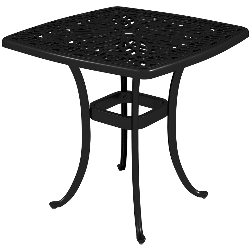 Best Outdoor Garden Table with 38mm Dia. Umbrella Hole, Cast Aluminium Patio End Table with Anti-slip Foot Pads for Garden, Patio, Balcony, 54 x 54cm, Black - Image 11