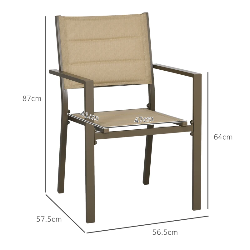 Best Set of Two Aluminium Stacking Garden Chairs - Khaki - Image 3