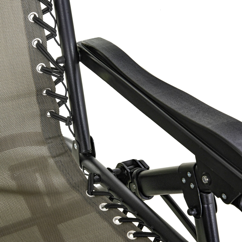 Best Garden Rocking Chair Folding Recliner Outdoor Adjustable Sun Lounger Rocker Zero-Gravity Seat with Headrest Side Holder Patio Deck - Grey - Image 9