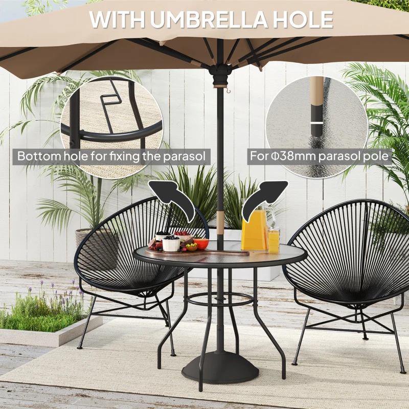 Best Glass-Top Garden Table, with Parasol Hole - Black - Image 4