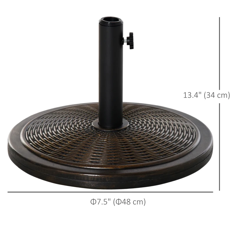 Best 13kg Garden Parasol Base Holder, Cement Outdoor Market Umbrella Stand, Fits 35mm/38mm/48mm Poles, Black - Image 3
