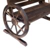 Best 2 Seater Garden Bench with Wooden Cart Wagon Wheel Rustic High Back Brown - Image 9