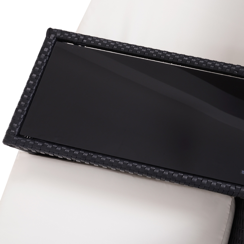 Best 2-Seater Rattan Chair Set W/Middle Tea Table-Black - Image 9