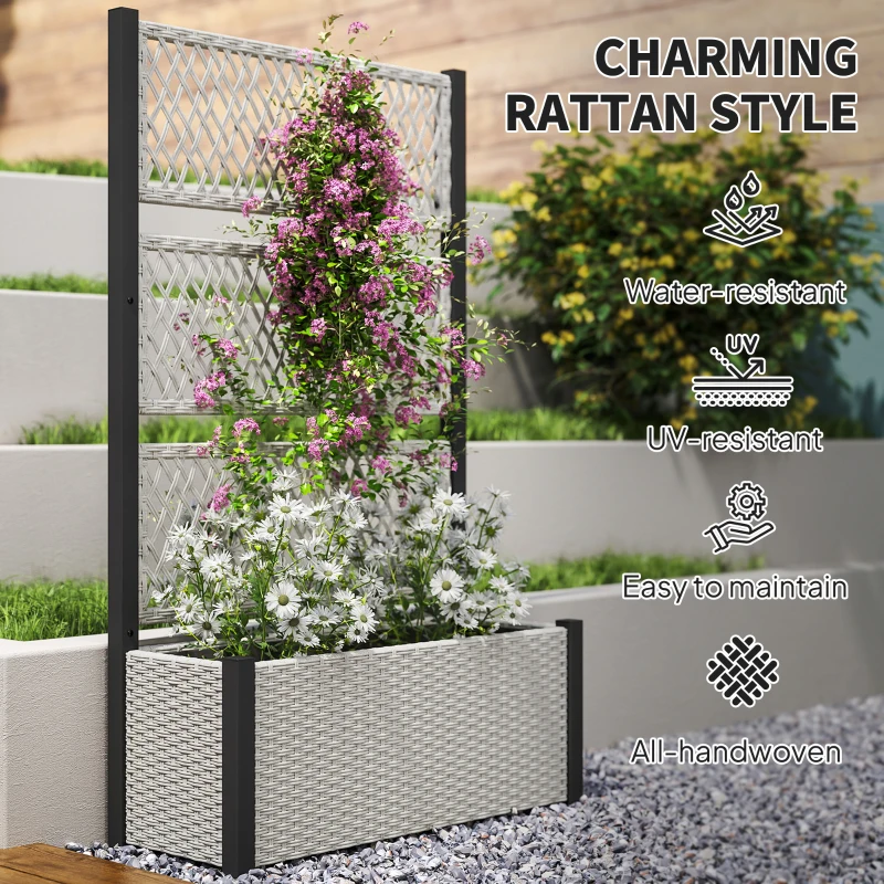 Best Garden Planter Box with Trellis, Liner for Climbing Plants, Vegetables, Flowers, 90 x 35 x 148 cm, Mixed-grey - Image 7