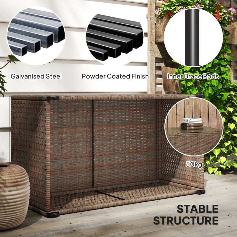 Best 90 x 50cm Glass-Top Rattan Side Table - Brown - Image 6