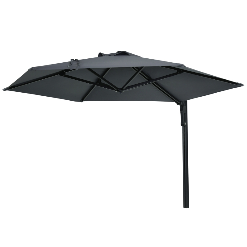 Best 2.5m Wall Mounted Parasol, Hand to Push Outdoor Patio Umbrella with 180 Degree Rotatable Canopy for Porch, Deck, Garden, 250 cm, Dark Grey - Image 11