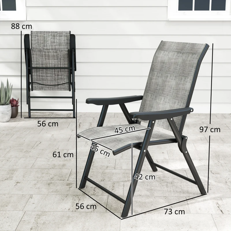 Best Set of Four Folding Outdoor Chairs - Black/Grey - Image 3