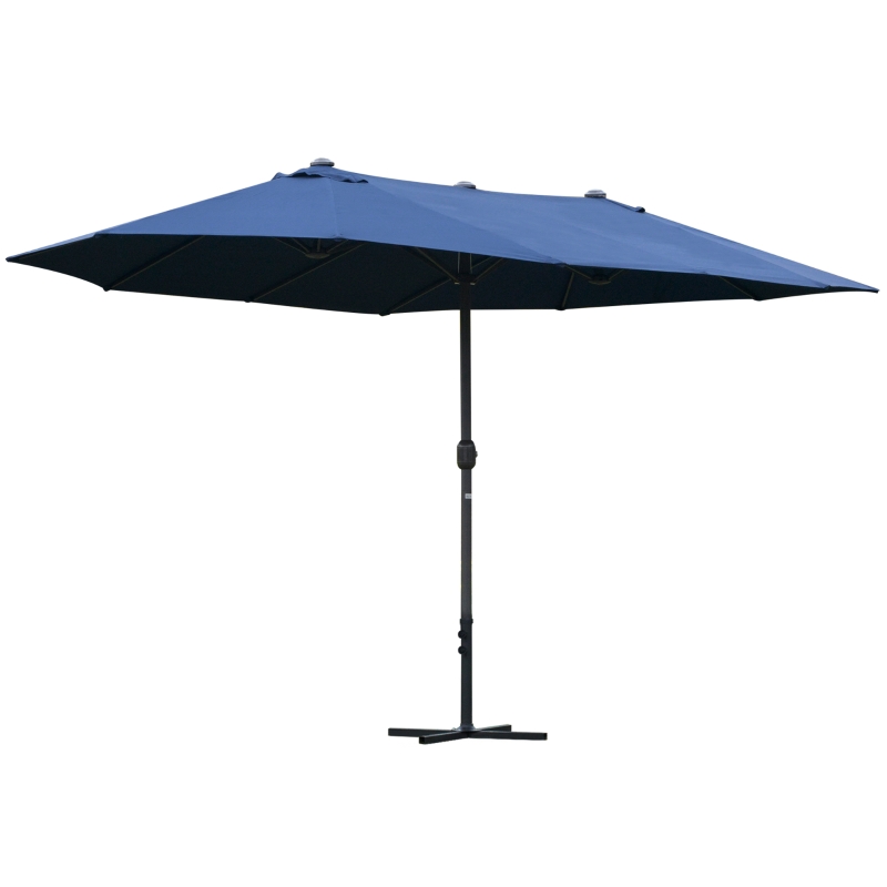 Best 4.6M Sun Umbrella Canopy Double-sided Crank Sun Shade w/ Cross Base Dark Blue - Image 10