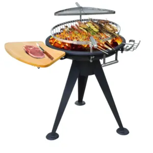 Best Round BBQ Grill W/Cutting Board-Black