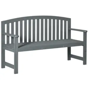 Best 2 Seater Wooden Garden Bench with Armrest, Outdoor Furniture Chair for Park, Balcony, Grey