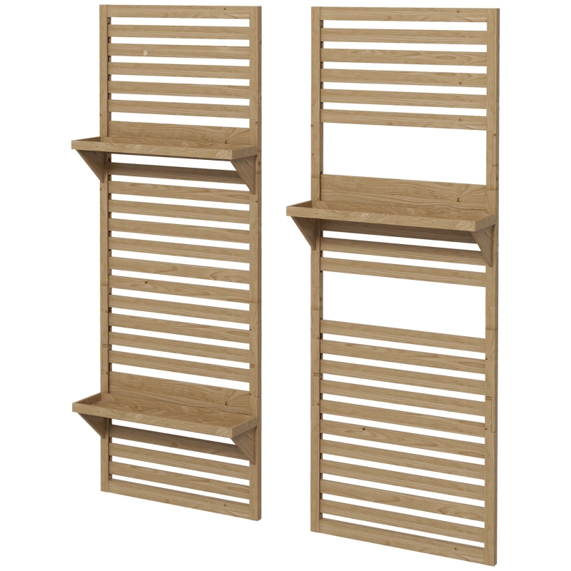 Best Wall Mounted Plant Stands Set of 2, Fir Wood Flower Stand with Shelves and Slatted Trellis for Patio, Balcony, Porch - Image 11