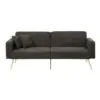 Modern Loveseat with Adjustable Backrest, Gold Legs, Side Storage Pockets, Sherpa Fabric Convertible Sofa Bed, 176L x 64W x 75H cm, Dark Grey - Image 2