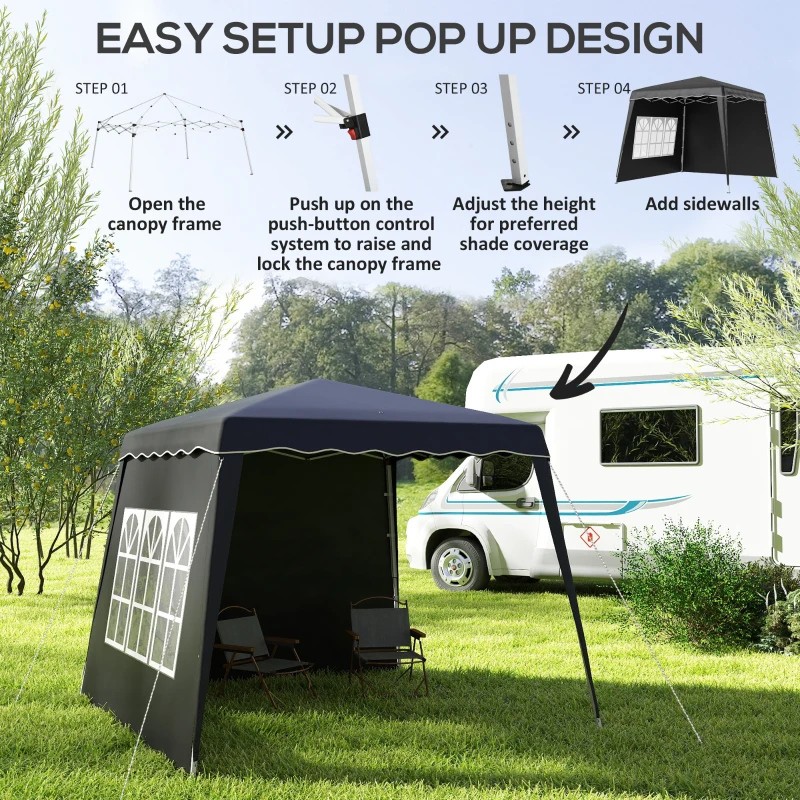 Best 2.4 x 2.4m Two Wall Pop Up Gazebo - Black - Image 5