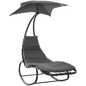 Best Patio Rocking Chaise Lounge Rocking Bed with Canopy Cushion Headrest Pillow