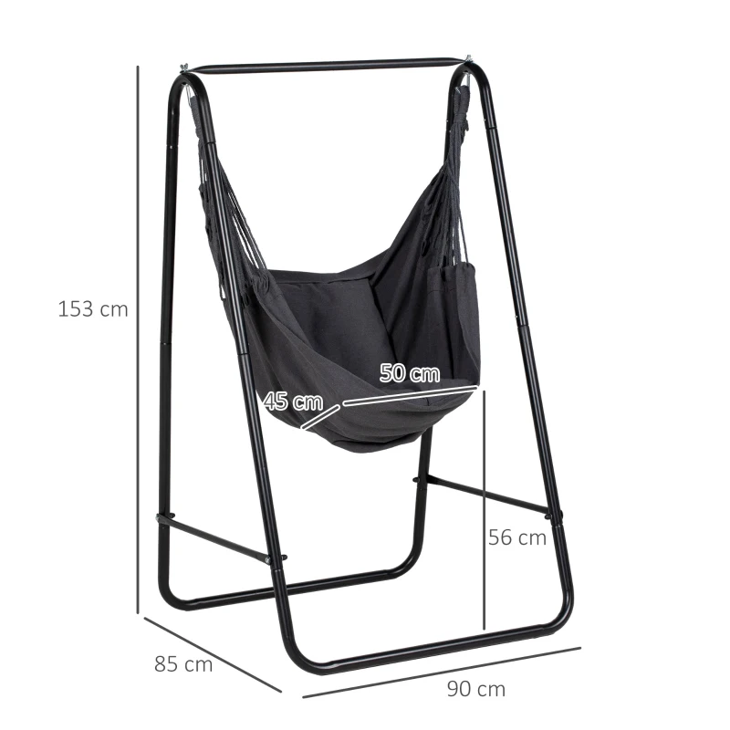 Best Hammock Chair with Stand, Hammock Swing Chair with Cushion, Dark Grey - Image 3