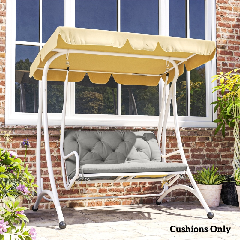 Best 2 Seater Bench Pad, Garden Chair Cushion with Back and Ties for Indoor and Outdoor Use, 98 x 100 cm, Light Grey - Image 9