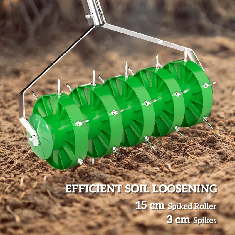 Best Rolling Lawn Aerator, Manual Grass Spike Roller, Heavy Duty Garden Aerator with 3 Piece Detachable Handle and T-bar Grip, Outdoor Garden Lawn Tool, Dark Green - Image 4