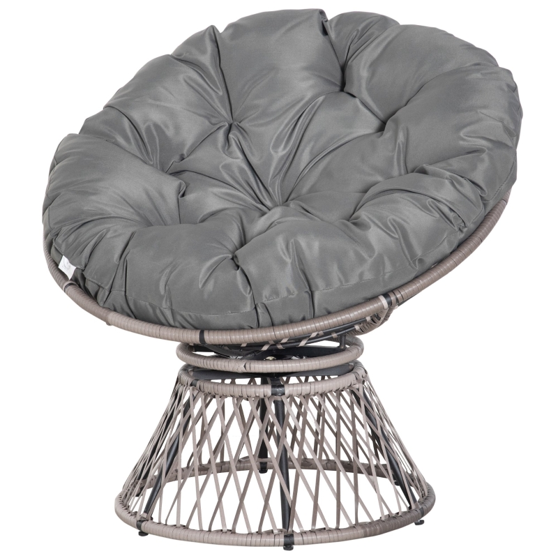 Best 360° Swivel Rattan Papasan Moon Bowl Chair Round Lounge Garden Wicker Basket Seat with Padded Cushion Oversized for Outdoor Indoor, Grey - Image 11