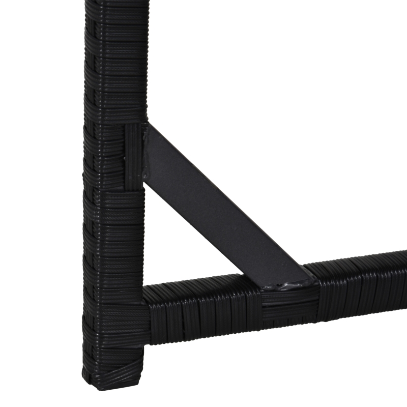 Best 8 Seater Rattan Cube Garden Furniture Set, Rattan Dining Set with Cushions, Outdoor Dining Table and Chairs with 4 Armchairs, 4 Stools, Square Glass Top Table, Black - Image 9