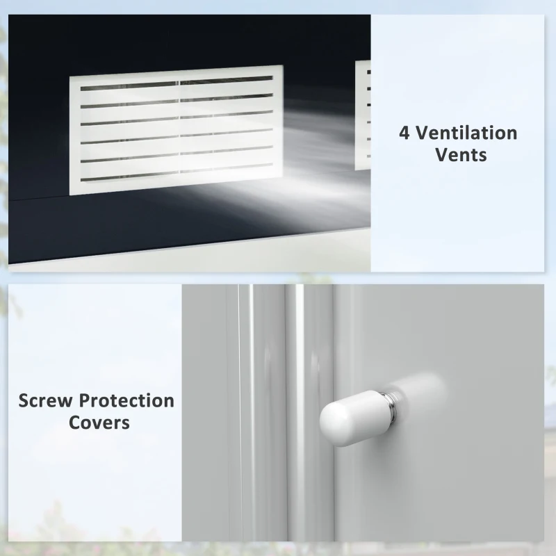 Best 7 x 4ft Metal Garden Shed, Outdoor Storage Tool House with Ventilation Slots, Foundation Kit and Lockable Double Doors, Dark Grey - Image 8