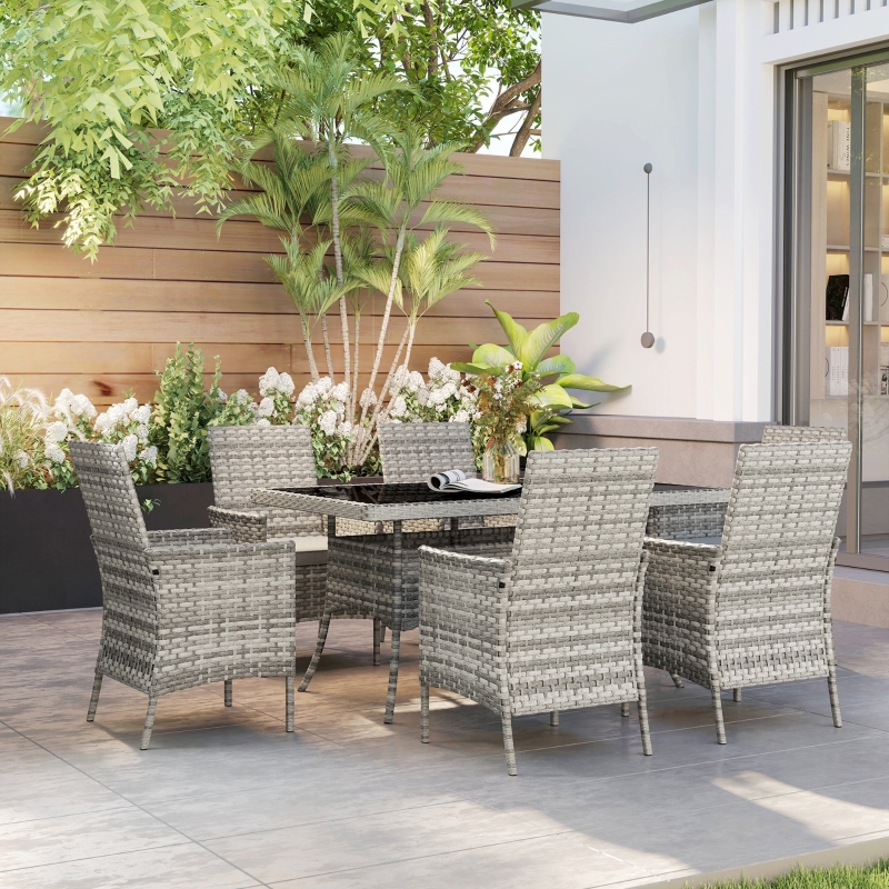 Best Seven-Piece Rattan Dining Set - Mixed-Grey - Image 9