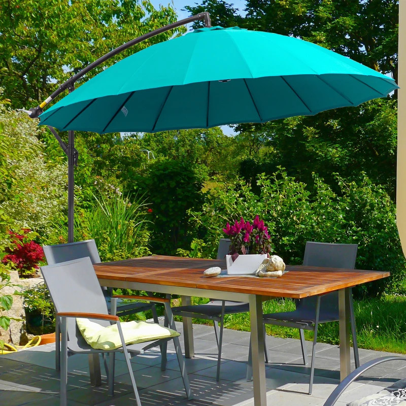 Best 3(m) Cantilever Umbrella 18 Ribs & Vents Adjustable Angle for Patio Green - Image 2