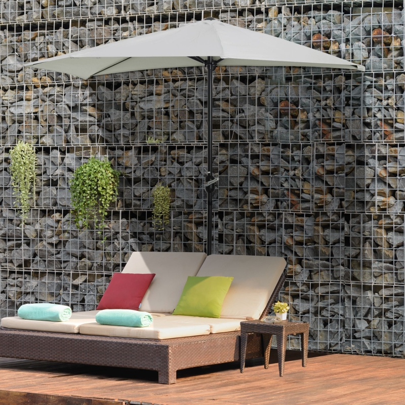 Best 2.7m Garden Half Parasol, Outdoor Balcony Umbrella with 5 Steel Ribs, Patio Sun Shade, Cream White - Image 11