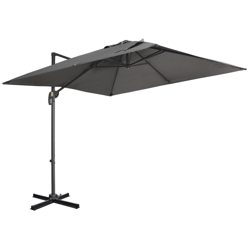 Best 2.7 x 2.7 m Cantilever Parasol, Square Overhanging Umbrella with Cross Base, Crank Handle, Tilt, 360° Rotation and Aluminium Frame, Dark Grey - Image 11