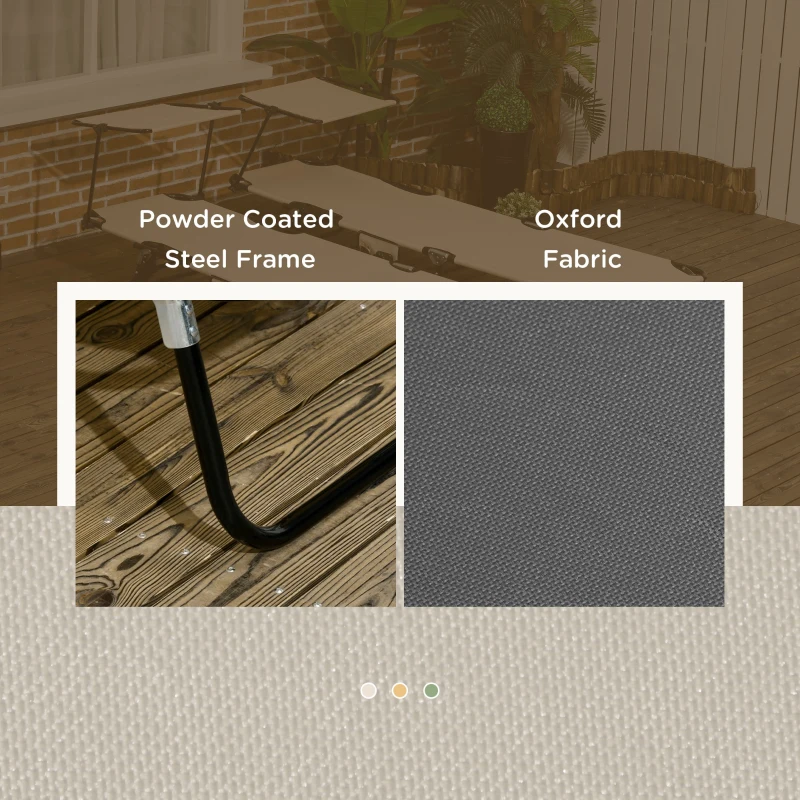 Best Set of Two Folding Sun Loungers, with Adjustable Backs and Sun Canopies - Grey - Image 7