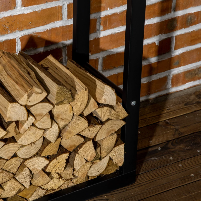 Best Metal Firewood Log Holder Tall Firewood Rack Indoor Outdoor Fireplace Wood Storage Shelf, Black, 60Wx25Dx150Hcm - Image 7