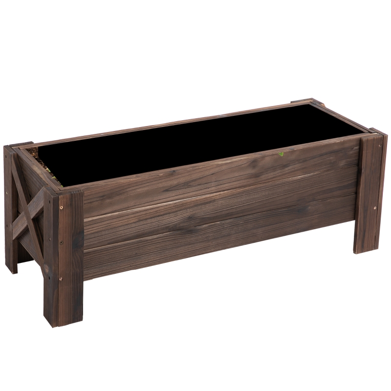 Best 58L Garden Raised Bed Planter Grow Containers for Outdoor Patio Plant Flower Vegetable Pot Fir Wood, 100 x 36.5 x 36 cm, Carbonized Colour - Image 13