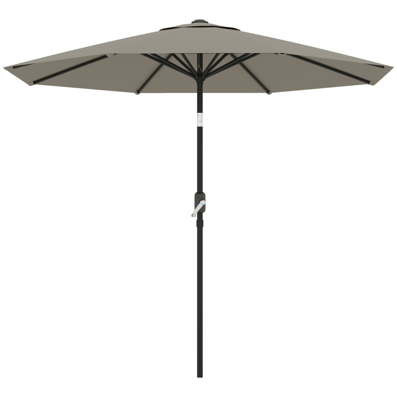 Best 2.6M Garden Parasol Umbrella with Tilt and Crank, Outdoor Sun Parasol Sunshade Shelter with Aluminium Frame, Light Grey - Image 10