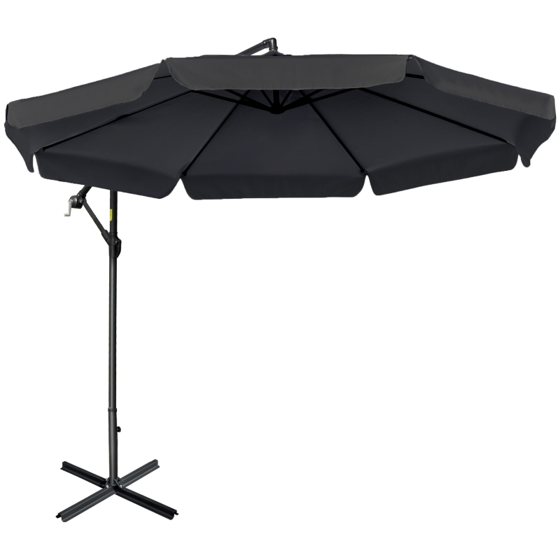 Best 2.7m Garden Banana Parasol Cantilever Umbrella with Crank Handle and Cross Base for Outdoor, Hanging Sun Shade, Black - Image 11
