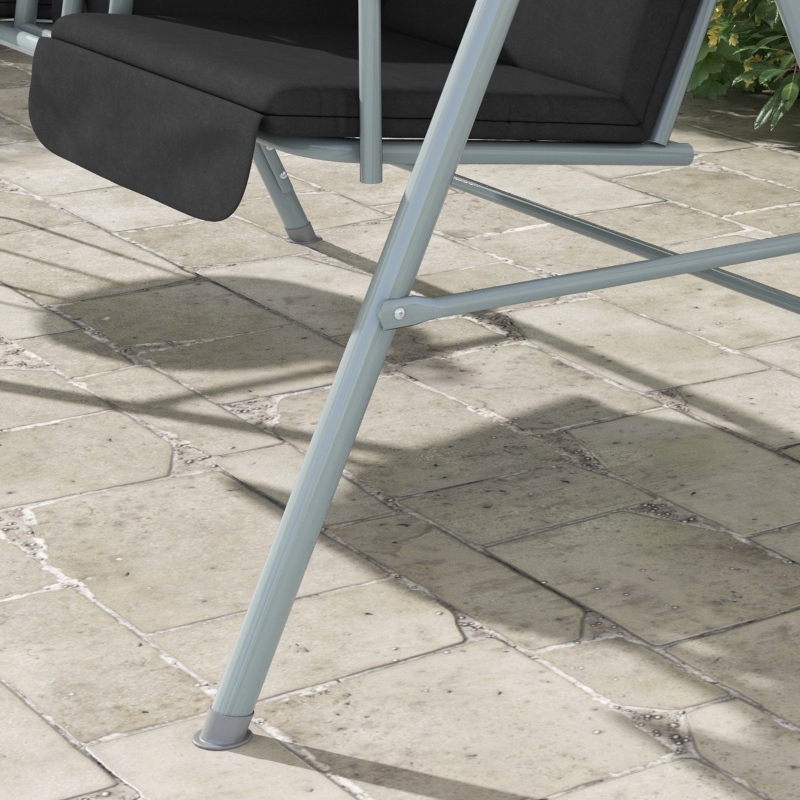 Best 2 Seater Garden Swing Chair Patio Rocking Bench w/ Tilting Canopy, Double Padded Seats, Storage Bag and Tray, Black - Image 9