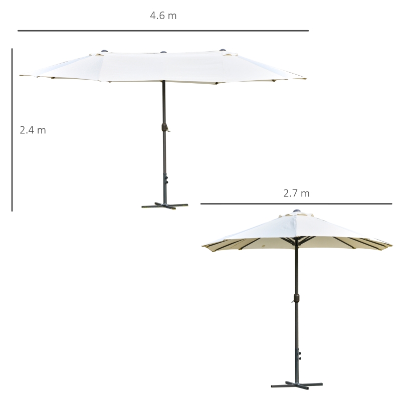 Best 4.6M Sun Umbrella Canopy Double-sided Crank Sun Shade w/ Cross Base Off White - Image 3