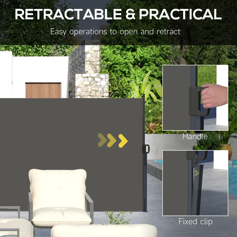 Best Retractable Side Awning, Outdoor Privacy Screen for Garden, Hot Tub, Balcony, Terrace, Pool, 400 x 180cm, Dark Grey - Image 5