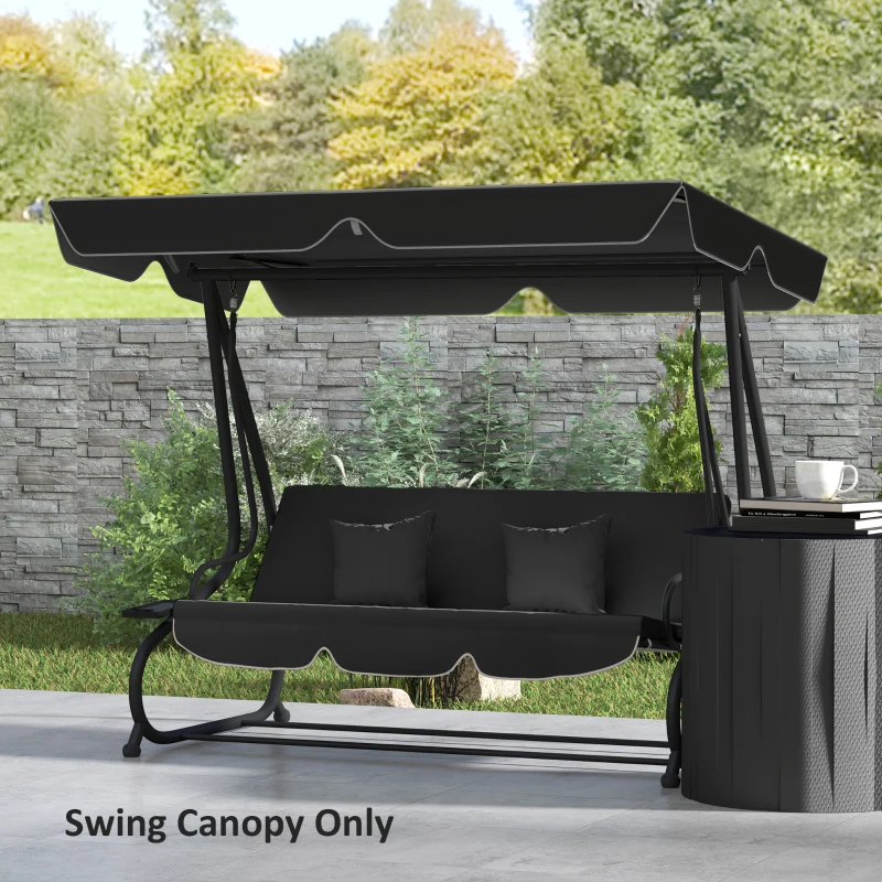 Best Garden Swing Canopy Replacement 3 Seater, Waterproof Garden Swing Seat Canopy Cover, Windproof Anti-UV Sun Shade (Canopy Only) for Patio, Balcony, Black - Image 8