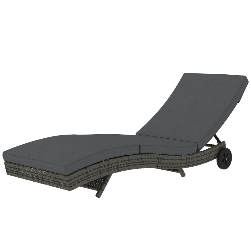 Best Patio Wicker Chaise Lounge Chair, Outdoor PE Rattan Sun Lounger with Adjustable Backrest and 2 Wheels, Dark Grey - Image 11