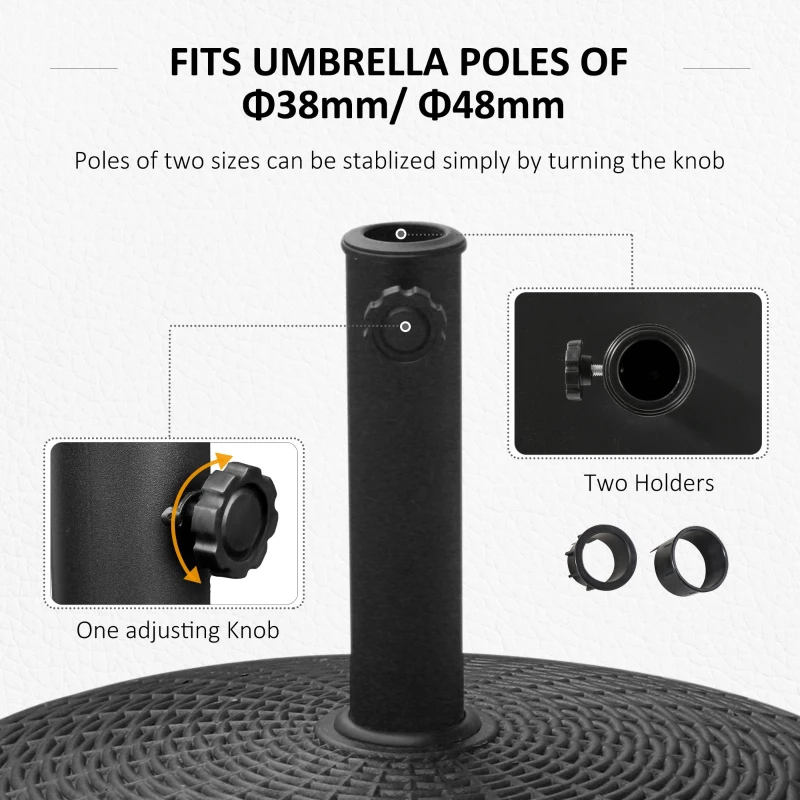 Best 22.7kg Resin Patio Parasol Base Umbrella Stand Weight Deck Garden Sunshade Holder Round w/ Wheels Brakes Outdoor - Image 5