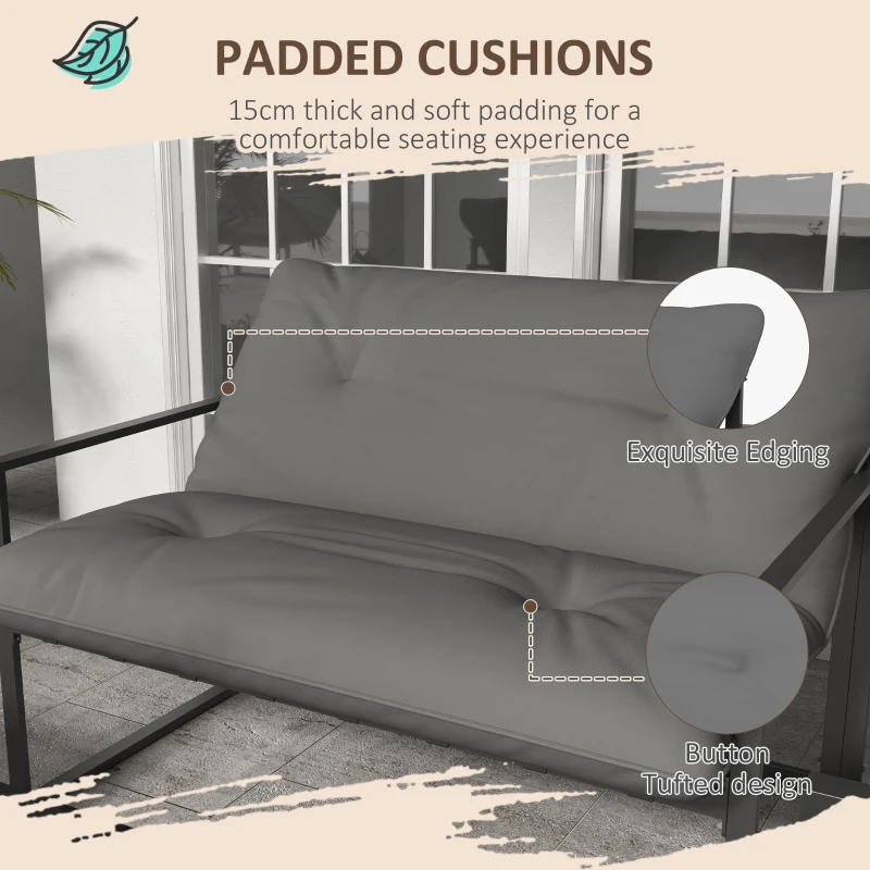 Best Four-Piece Relaxed Back Garden Dining Set - Black/Grey - Image 4