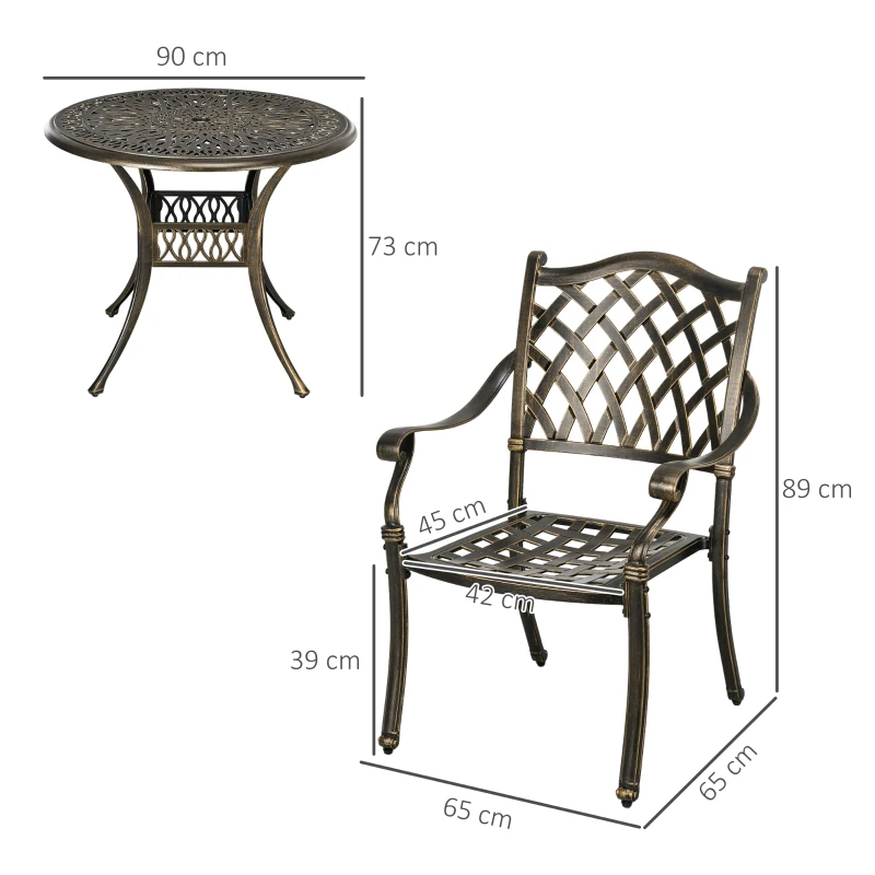 Best 5-Piece Outdoor Furniture Dining Set, Cast Aluminum Conversation Set Includes 4 Chairs and Φ90cm Round Table with Φ50mm Umbrella Hole for Patio Garden Deck, Flower Design - Image 3