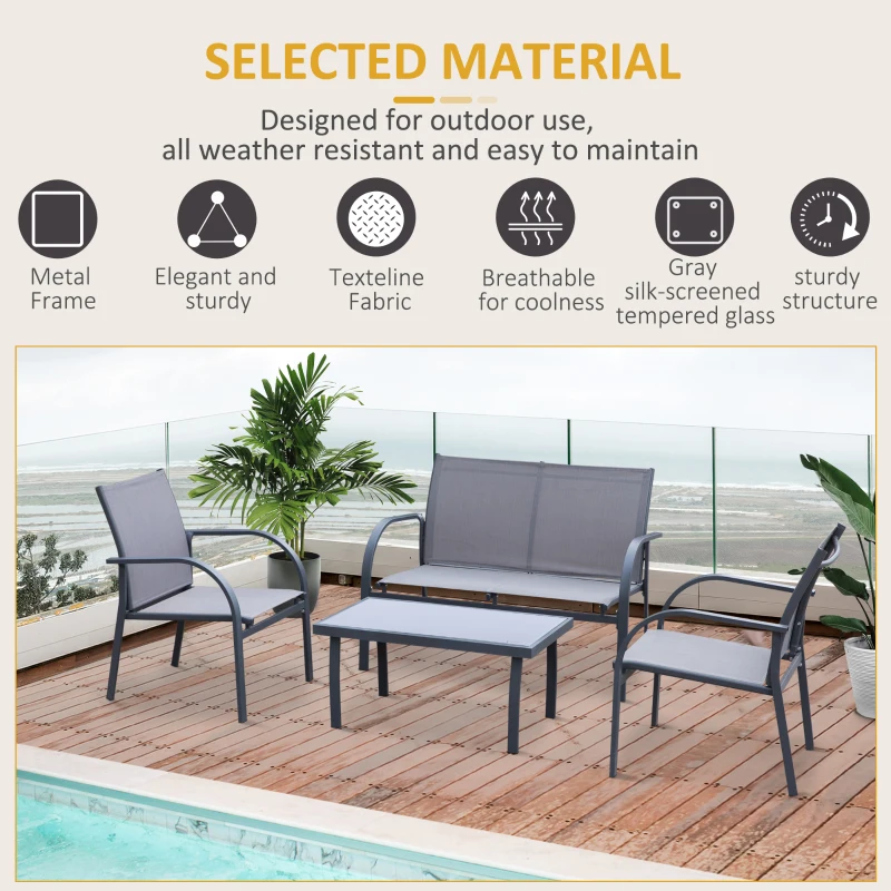 Best Four-Piece Minimal Garden Patio Set - Grey - Image 6