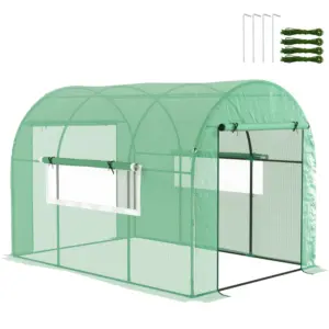 Best 300 x 200cm Walk-In Polytunnel Greenhouse - Green