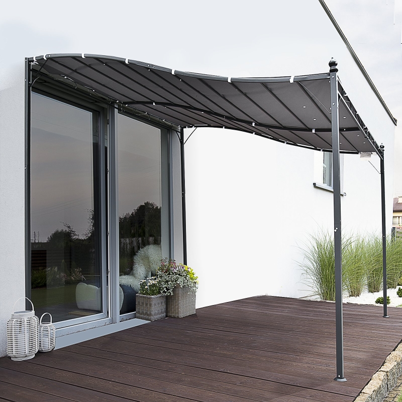 Best 3x3m Freestanding Metal Wall Awning Canopy Grey - Image 11