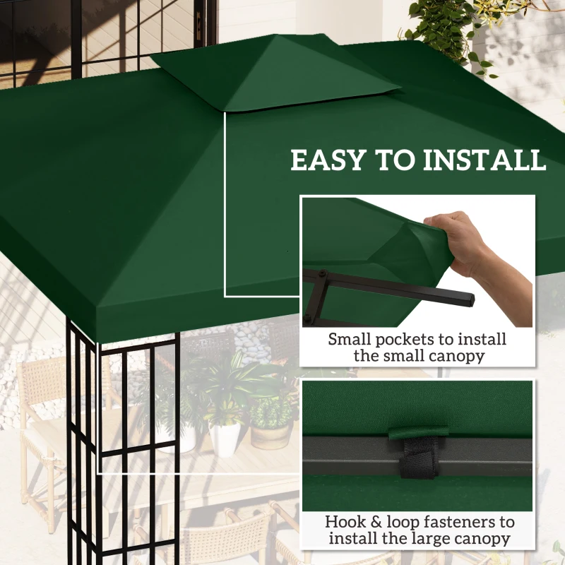 Best 3(m) Gazebo Top Cover Double Tier Canopy Replacement Pavilion Roof Dark Green - Image 5