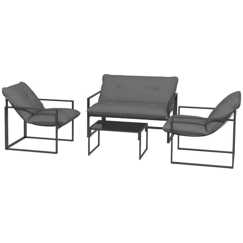 Best Four-Piece Relaxed Back Garden Dining Set - Black/Grey - Image 11
