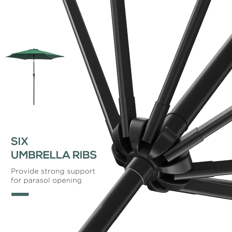 Best 2.6M Garden Parasol Umbrella with Tilt and Crank, Outdoor Sun Parasol Sunshade Shelter with Aluminium Frame, Green - Image 8