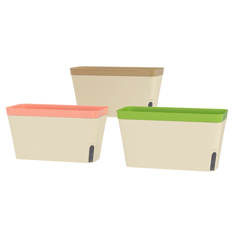 Best Set of 3 Self Watering Plant Pots Outdoor, 27cm Rectangular Garden Planters with Visual Water Level Window, Plastic Flower Pots for Indoor Outdoor Garden Balcony Windowsil - Image 11