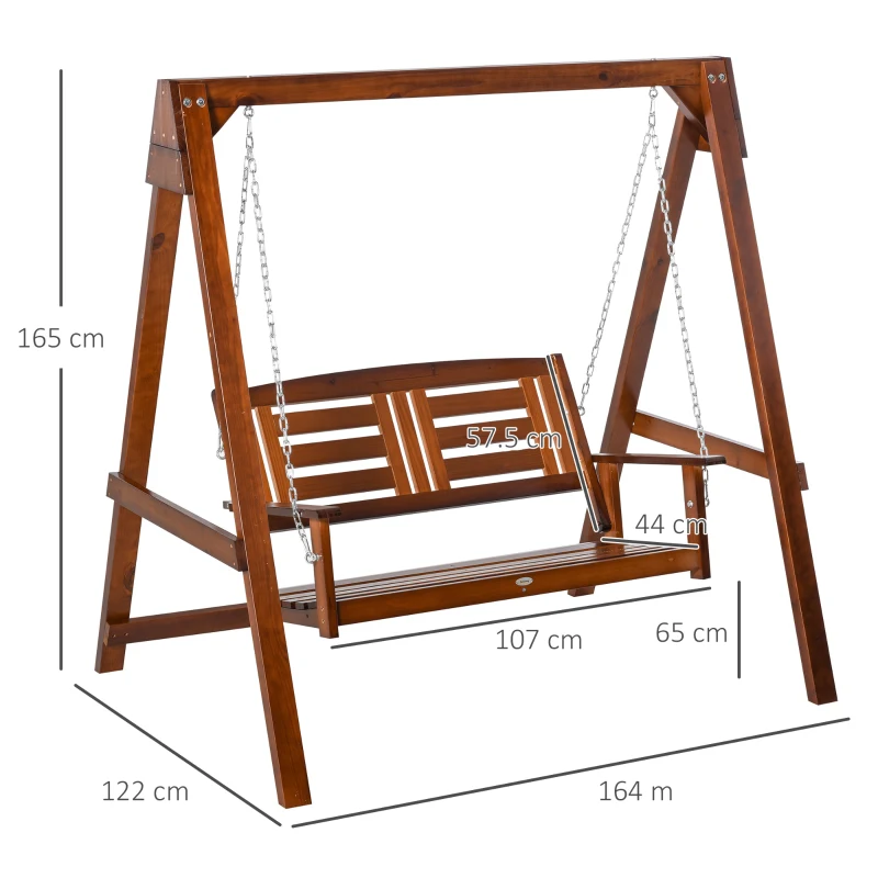 Best 2 Seater Outdoor Garden Swing Chair Wooden Hammock Bench for Porch Patio Yard - Image 3